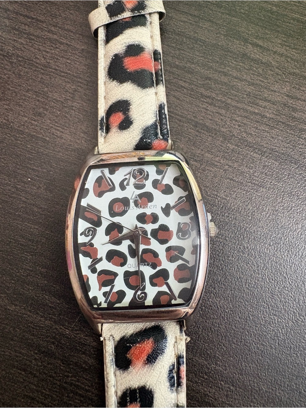 Leopard Print Quartz Women's Watch in White, Black & Red